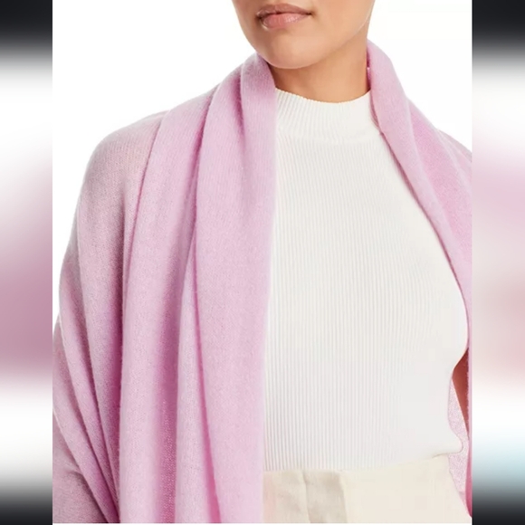 NWT C by Bloomingdale's Cashmere Travel Wrap Shawl Scarf in Rose Quartz - Picture 2 of 12